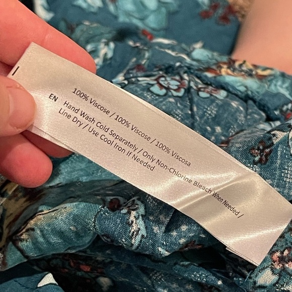 Band of the free nwt CELENE TEAL FLORAL LAYERED MIDI SKIRT - Picture 9 of 10